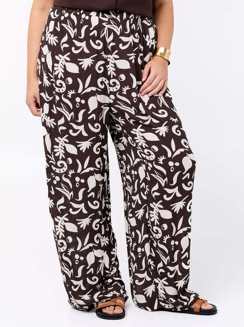 Wijde broek van crêpetricot Blauw - Kiabi