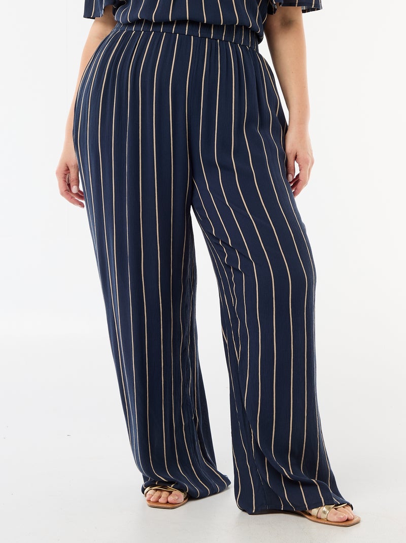 Wijde broek van crêpetricot Blauw - Kiabi