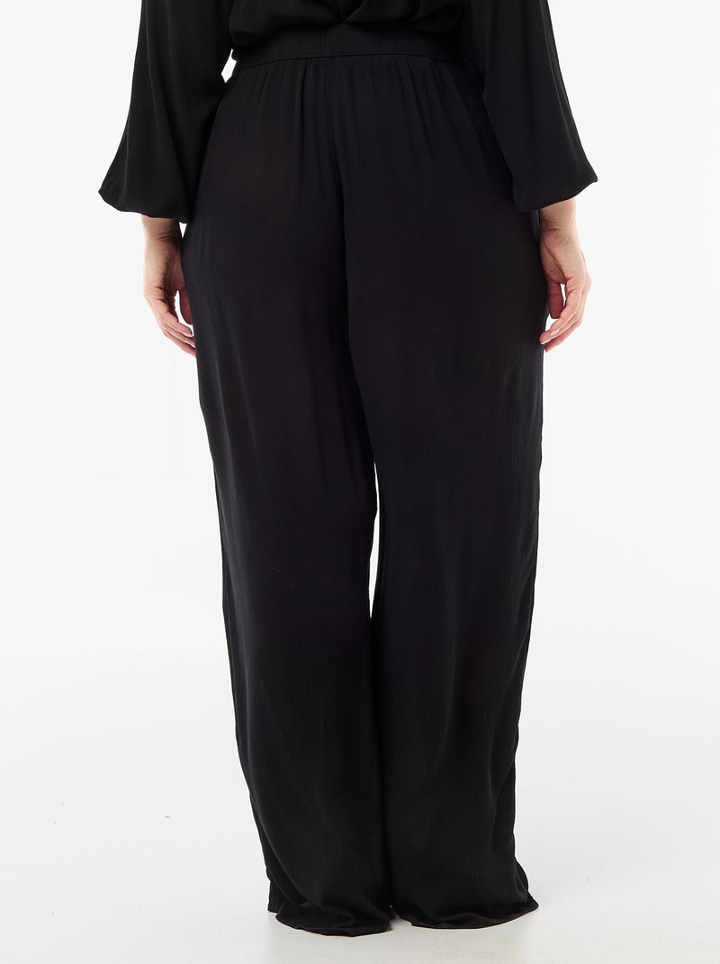 Wijde broek van crêpetricot Zwart - Kiabi