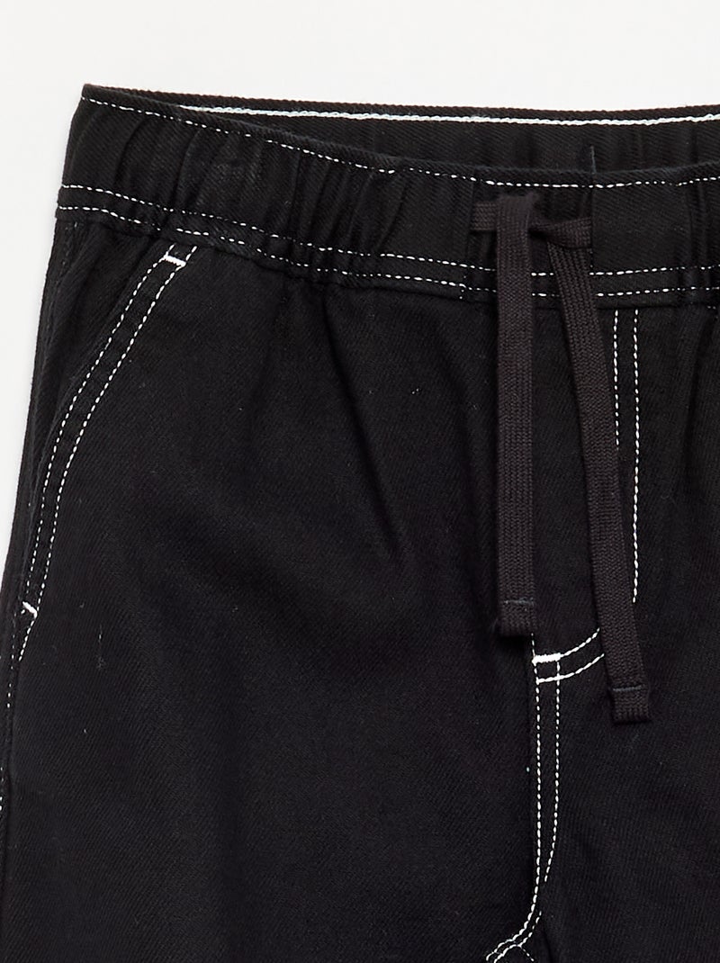 Wijde broek van denim Zwart - Kiabi