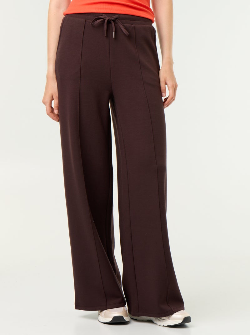 Wijde broek van fleece Bruin - Kiabi