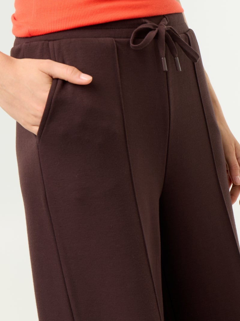 Wijde broek van fleece Bruin - Kiabi