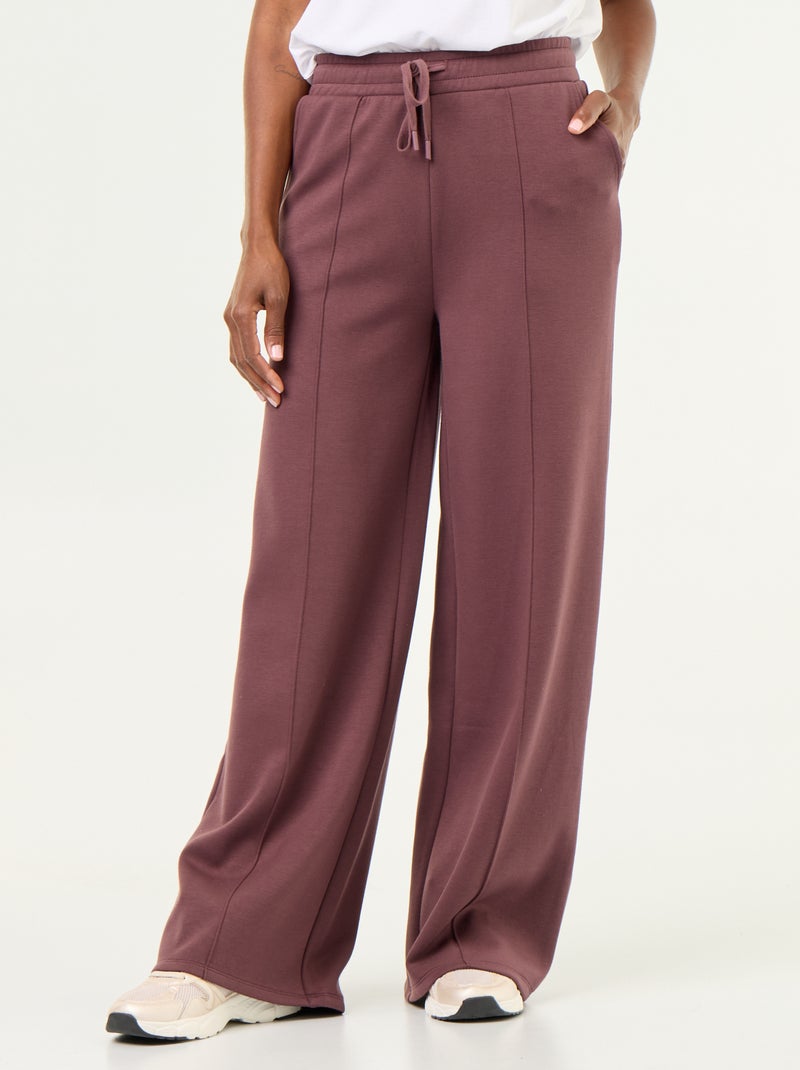Wijde broek van fleece Paars - Kiabi