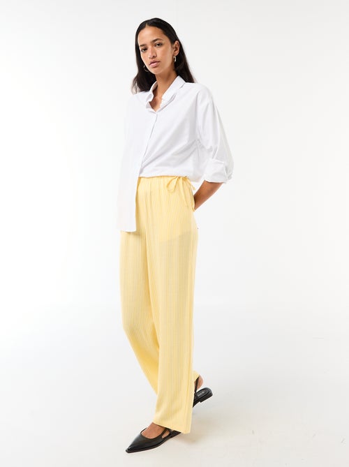 Wijde broek van gemengd linnen - Kiabi