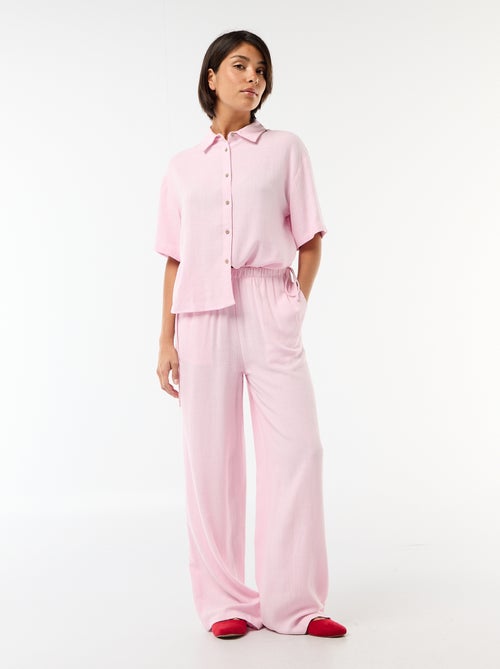 Wijde broek van gemengd linnen - Kiabi