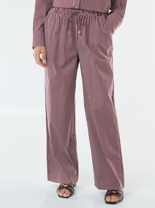 Wijde broek van gestreepte popeline - Kiabi