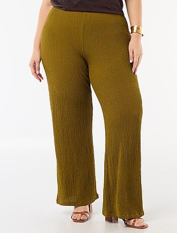 Wijde broek van gewafelde stof