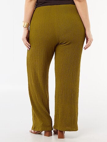 Wijde broek van gewafelde stof