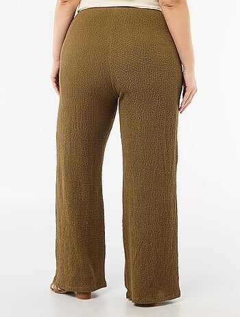 Wijde broek van gewafelde stof