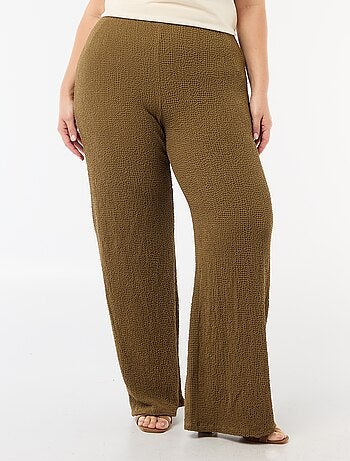 Wijde broek van gewafelde stof