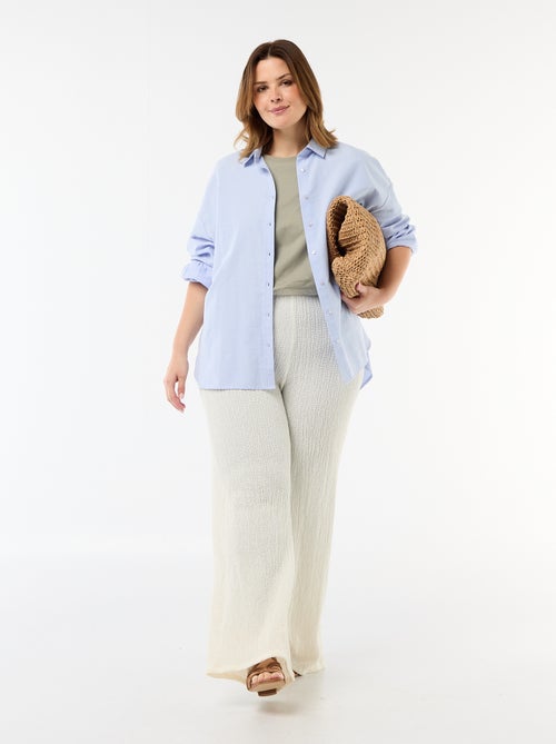 Wijde broek van gewafelde stof - Kiabi