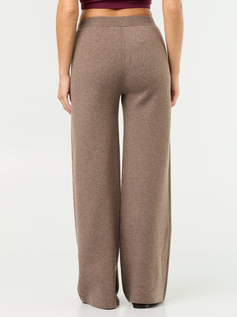 Wijde broek van jerseytricot Biege - Kiabi