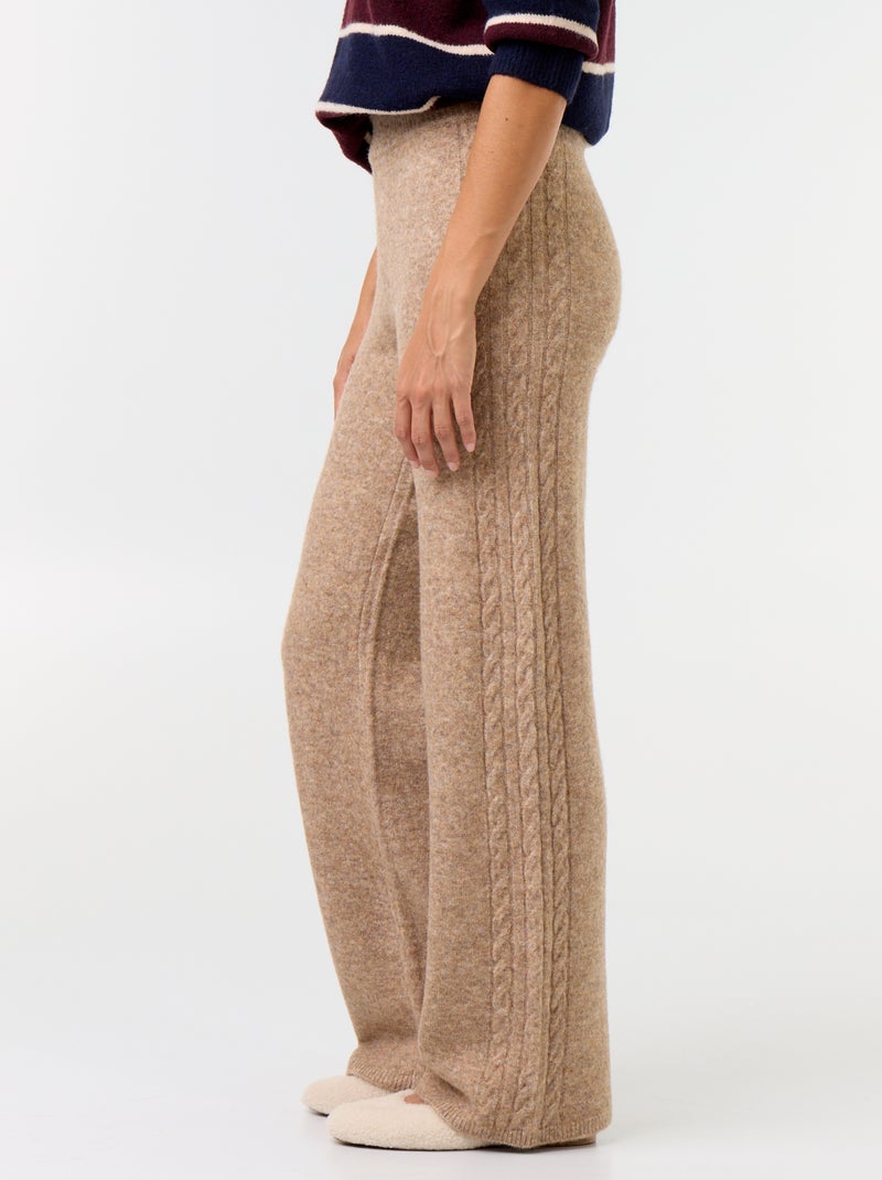 Wijde broek van jerseytricot Biege - Kiabi