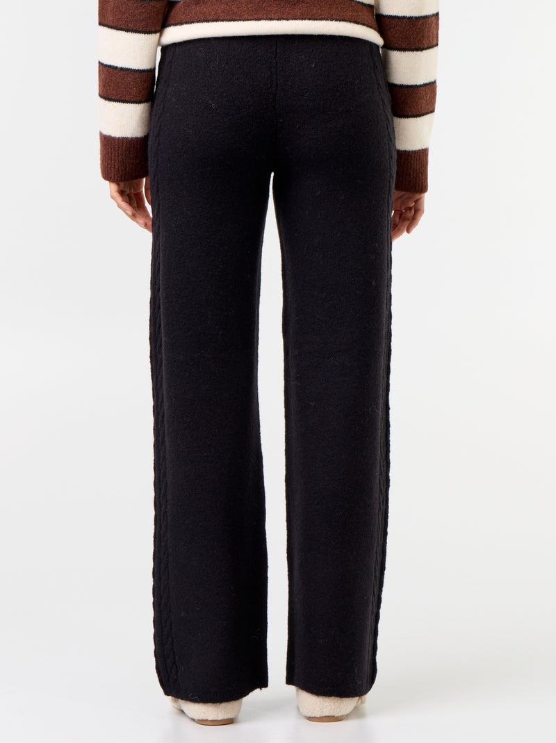 Wijde broek van jerseytricot Zwart - Kiabi
