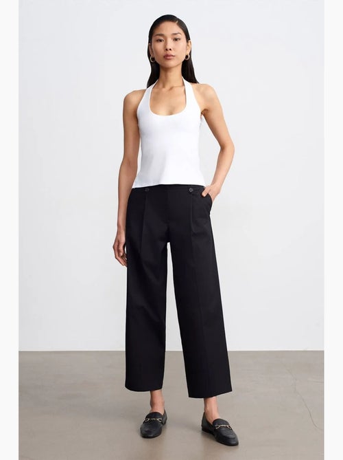 Wijde broek van katoenpopeline met hoge taille dilvin - Kiabi Wijde broek van katoenpopeline met hoge taille dilvin - Kiabi