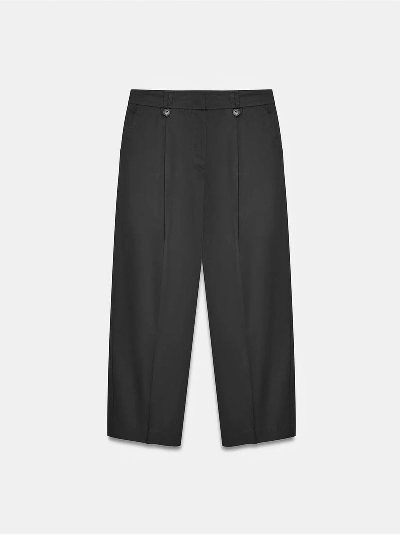 Wijde broek van katoenpopeline met hoge taille dilvin Zwart - Kiabi