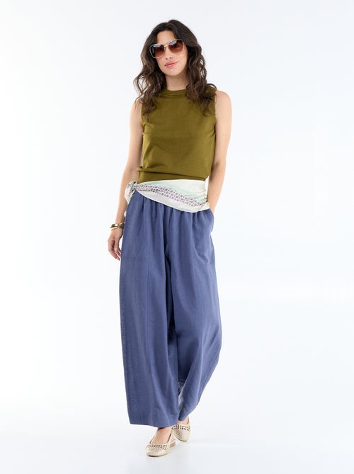 Wijde broek van linnenmix - Kiabi Wijde broek van linnenmix - Kiabi