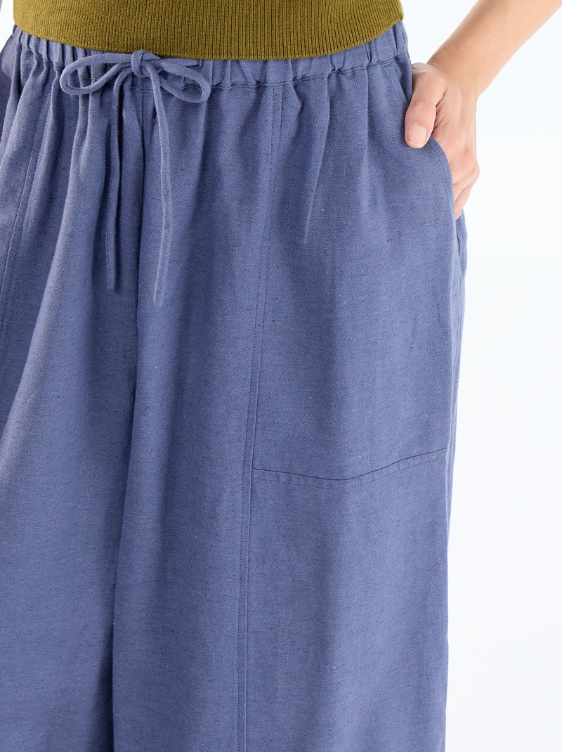 Wijde broek van linnenmix Blauw - Kiabi