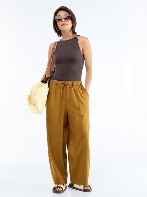 Wijde broek van linnenmix - Kiabi Wijde broek van linnenmix - Kiabi