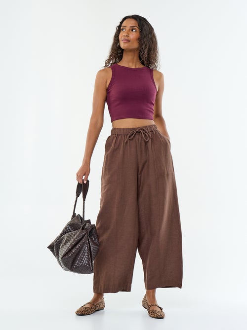 Wijde broek van linnenmix - Kiabi Wijde broek van linnenmix - Kiabi