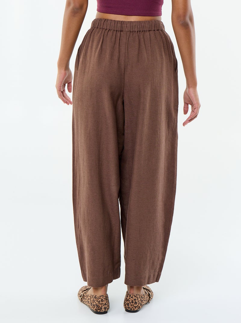 Wijde broek van linnenmix Bruin - Kiabi