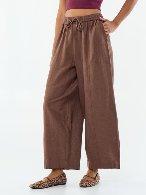 Wijde broek van linnenmix - Kiabi Wijde broek van linnenmix - Kiabi