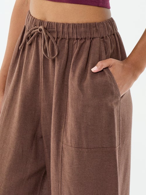 Wijde broek van linnenmix - Kiabi Wijde broek van linnenmix - Kiabi