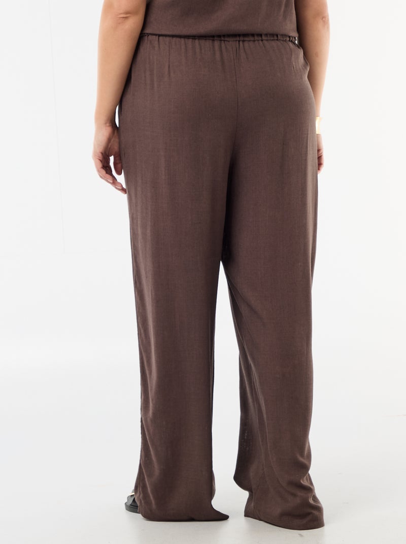 Wijde broek van linnenmix Bruin - Kiabi