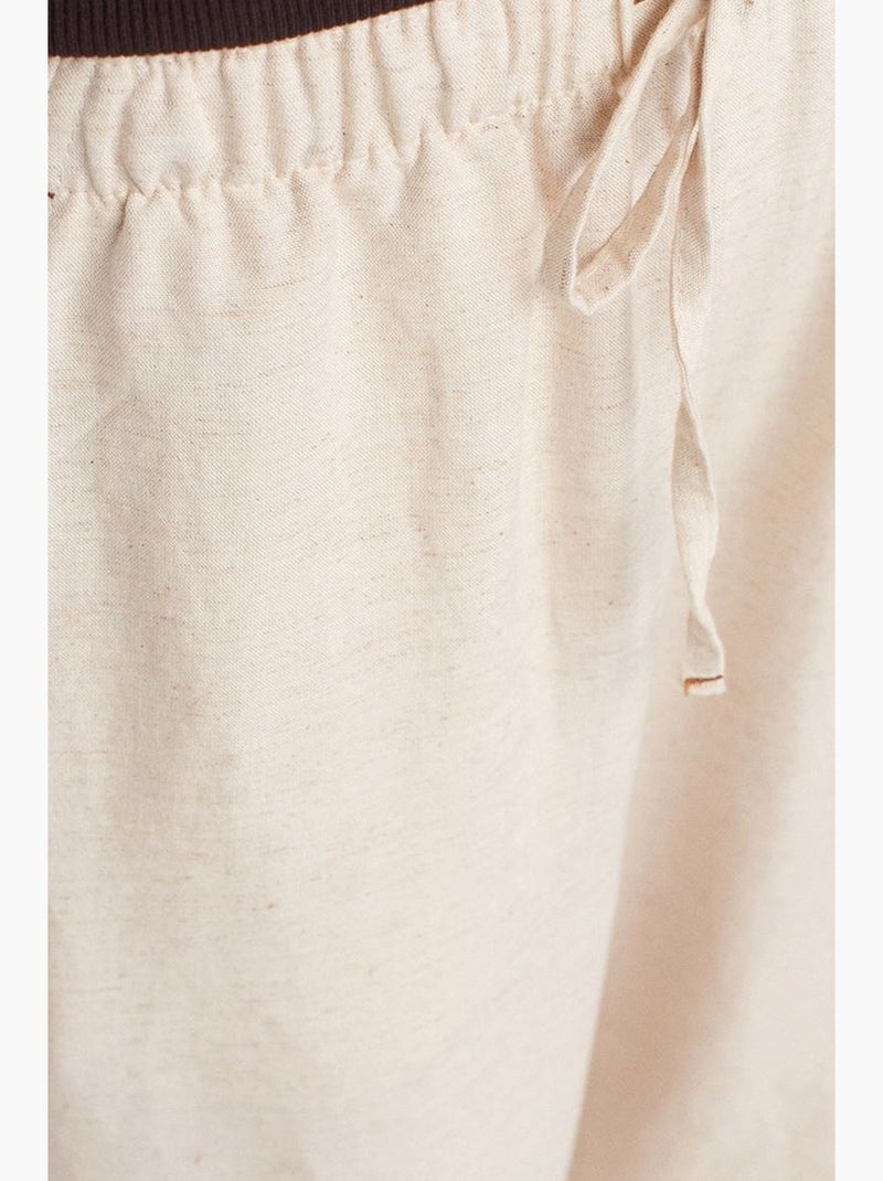Wijde broek van linnenmix dilvin Natuurlijk beige - Kiabi