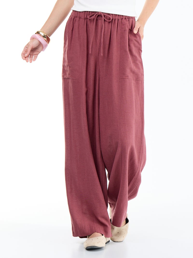 Wijde broek van linnenmix Rose - Kiabi