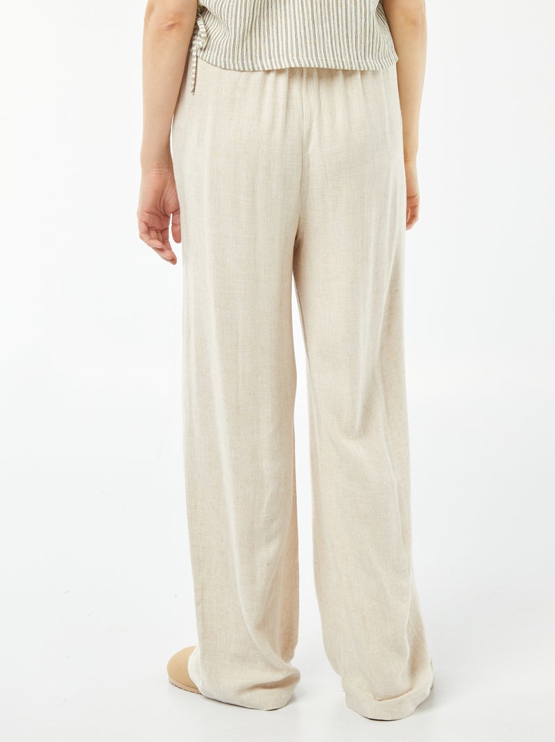 Wijde broek van linnenmix WIT - Kiabi