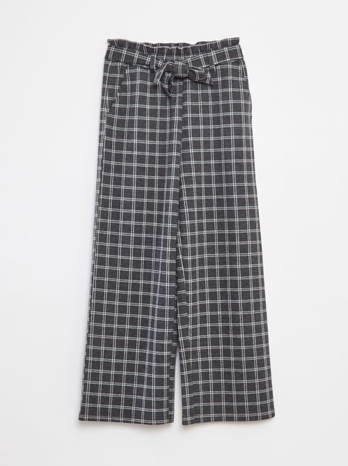 Wijde broek van milanotricot met knoopceintuur - Kiabi