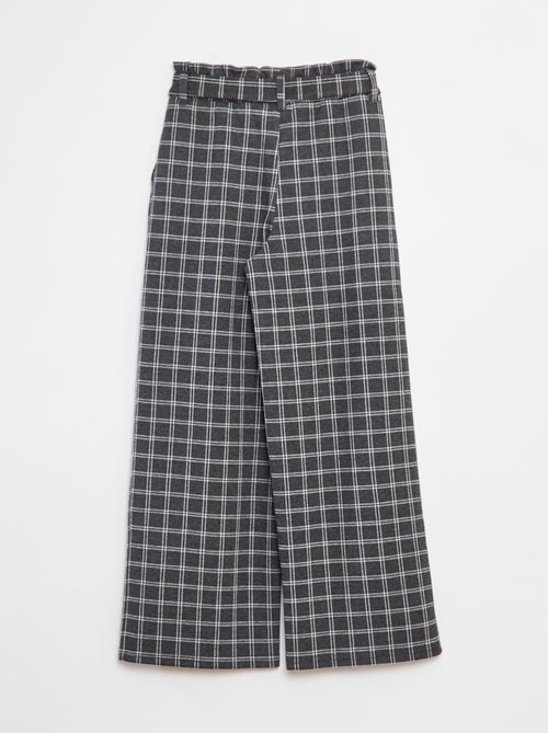 Wijde broek van milanotricot met knoopceintuur - Kiabi