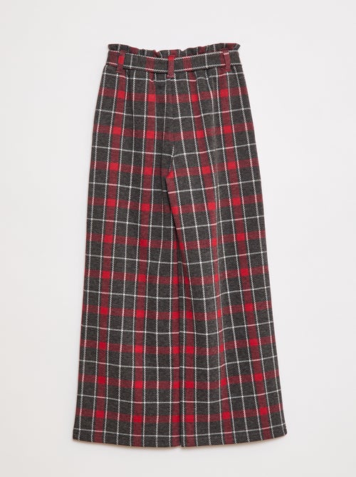 Wijde broek van milanotricot met knoopceintuur - Kiabi