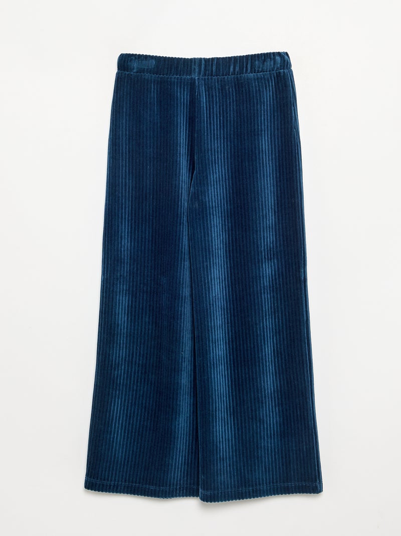 Wijde broek van ribfluweel Blauw - Kiabi