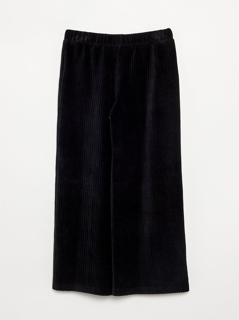 Wijde broek van ribfluweel Zwart - Kiabi