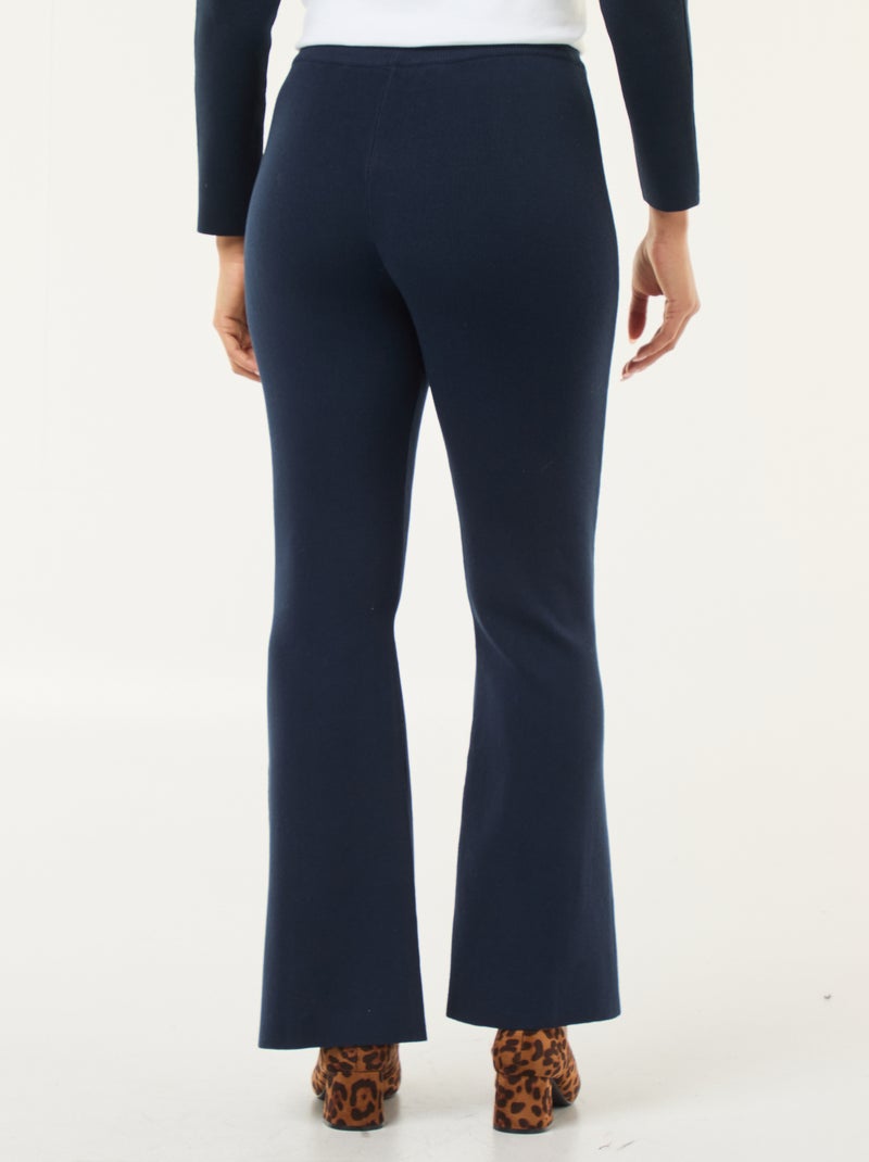 Wijde broek van stevige, effen ribjersey Blauw - Kiabi