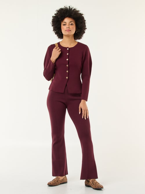 Wijde broek van stevige, effen ribjersey - Kiabi