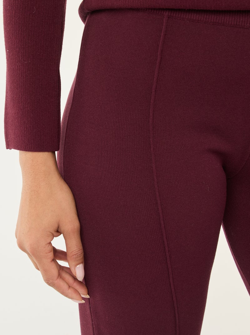 Wijde broek van stevige, effen ribjersey Rood - Kiabi