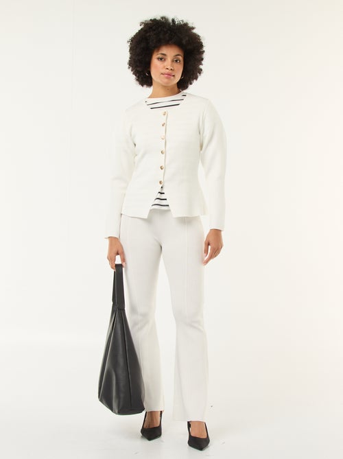 Wijde broek van stevige, effen ribjersey - Kiabi