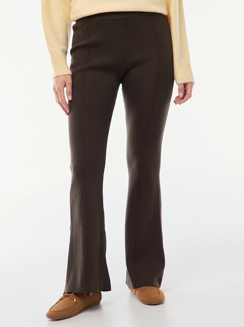 Wijde broek van stevige, effen ribjersey - Kiabi