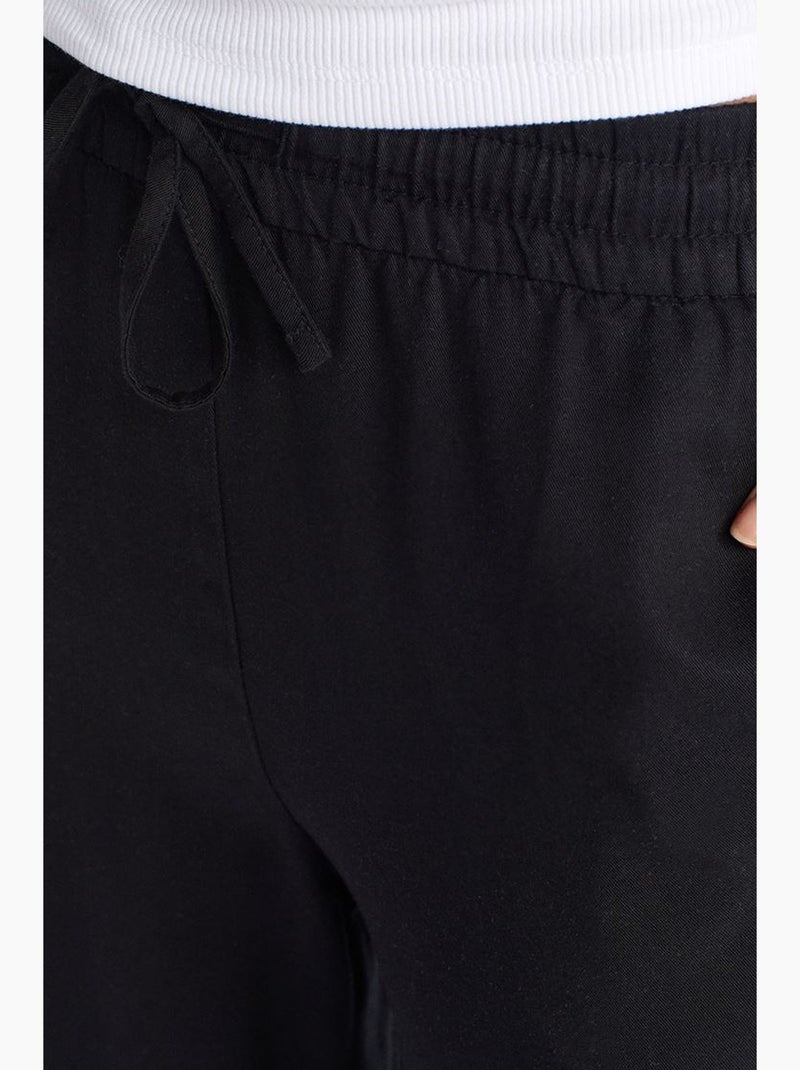 Wijde broek van tencel met trekkoord dilvin Zwart - Kiabi