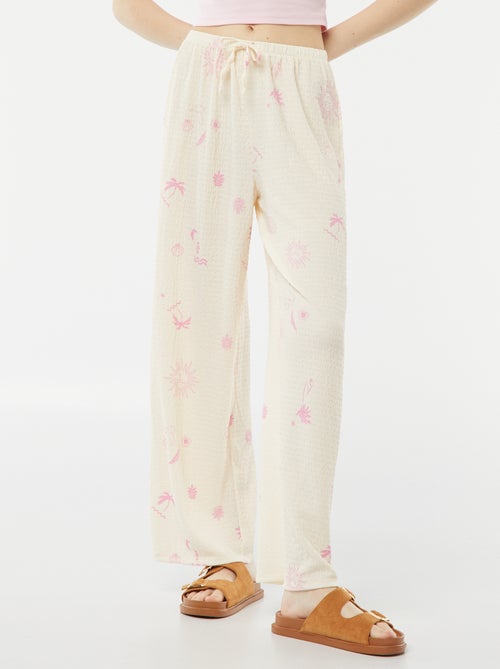 Wijde broek van tricot met wafeltextuur - Kiabi