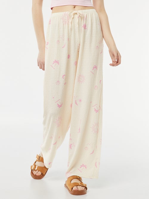 Wijde broek van tricot met wafeltextuur - Kiabi