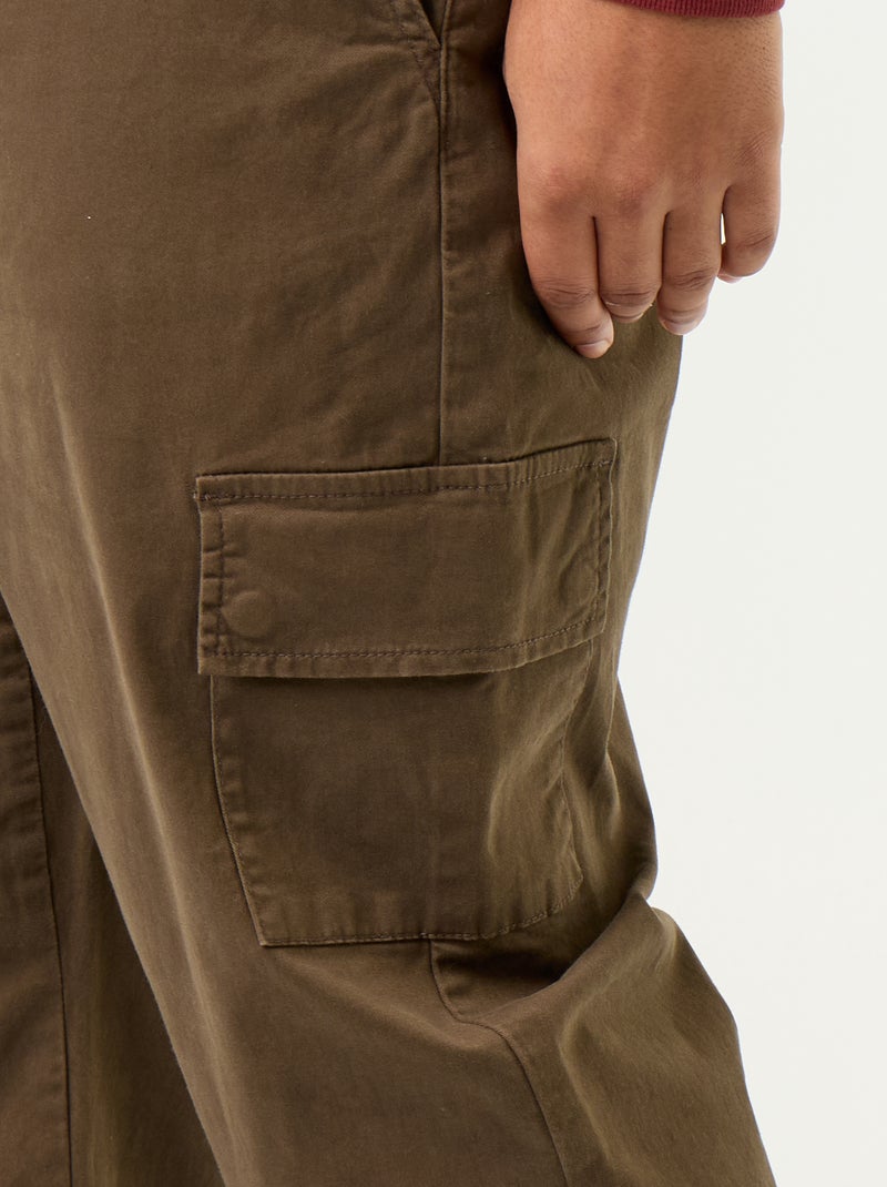 Wijde broek van twill Bruin - Kiabi