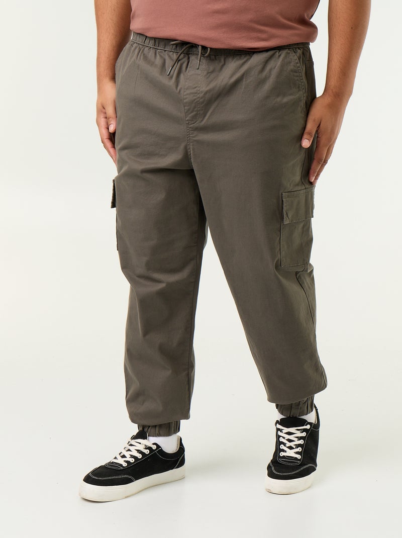 Wijde broek van twill Kaki - Kiabi