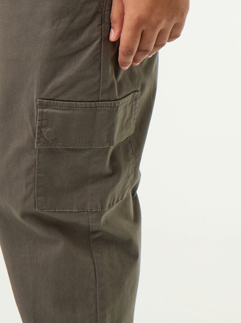 Wijde broek van twill Kaki - Kiabi