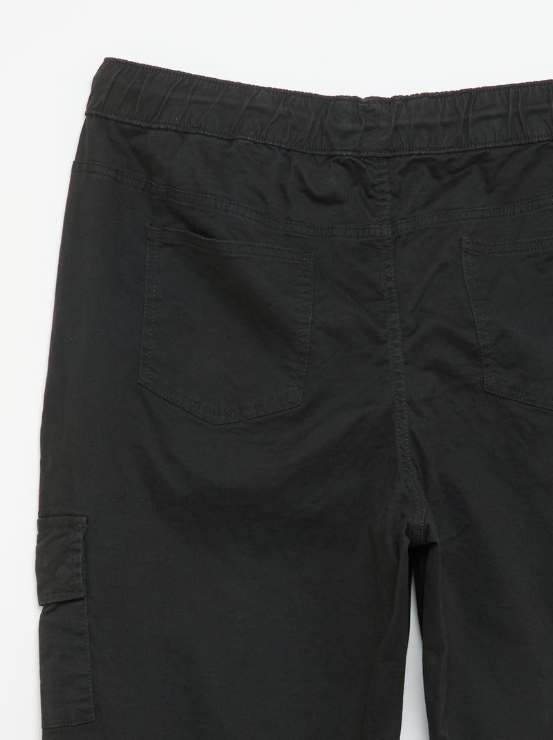 Wijde broek van twill Zwart - Kiabi