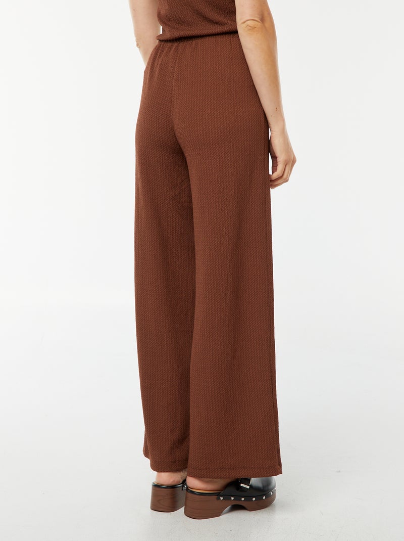 Wijde broek van wafeltricot Bruin - Kiabi