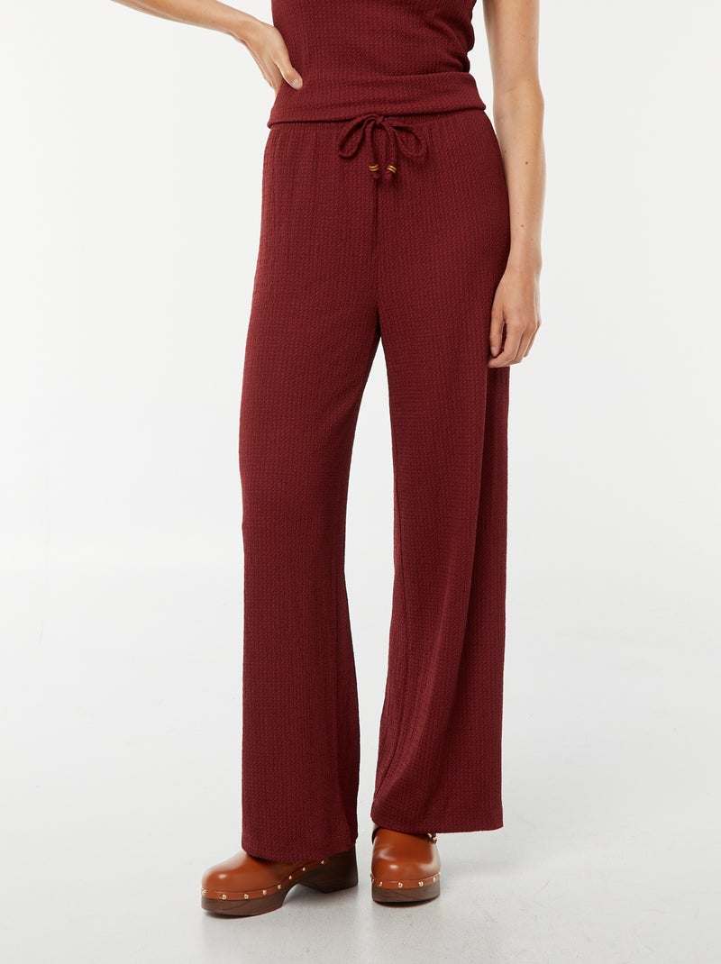 Wijde broek van wafeltricot Rood - Kiabi